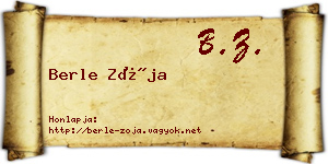 Berle Zója névjegykártya
